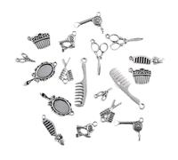 ORFOFE 40 piezas Colgantes de Aleación Mixtos Plata para DIY Joyería Mini Tijeras y Peines Accesorios para Secador de Pelo Kit para Hacer Collares y Pulseras Diseños Surtidos
