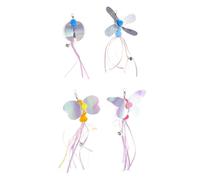 ORFOFE 4piezas Varita Teaser para Gatos con Campana Accesorios Creativos para Ejercicio De Mascotas Aleatorios Abeja Libélula Mariquita