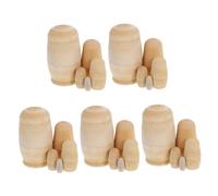 ORFOFE 5 Juegos Muñecas Rusas de Madera sin Pintar Conjunto para DIY Matrioska Blanco para Actividades Familiares y Creaciones Artísticas