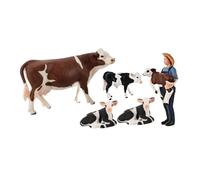 ORFOFE 5 Piezas Figuras Miniatura de Vacas Realistas PVC Detallados de Ganado para Decoración y Aprendizaje Infantil Juguetes Educativos para Interiores y Exteriores