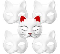ORFOFE 5 Piezas máscara de papel mujer gato máscara de gato para pintar colorante de animales blanco