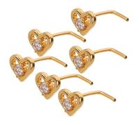 ORFOFE 6 Piezas De Aros Quirúrgicos Para La Nariz Con Forma De Corazón Y Gancho Torcido Para Bigote Tabique Nasal Pequeños Con Forma De Para Adolescentes Sin Perforación