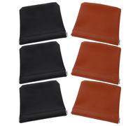 ORFOFE 6 Piezas Mini Bolsa Auto Cierre para Bolso Organizador Compacto para Maquillaje Llaves Auriculares Bolsa Pequeña para Cosméticos y Joyería Resistente PU Negro y Marrón Tierra