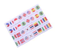 ORFOFE 64 Piezas Mahjong de Patrón de Banderas Internacionales Juego de Mesa Portátil para Jugadores Fichas de Melamina de Juego de Memoria y Estrategia para Adultos