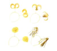 ORFOFE 8piezas Tocados de Fiesta Pompón Amarillo y Moño Diademas Serpentinas para Eventos Navideños y Fiestas de Disfraces Tocados para Mujer Borlas Retro