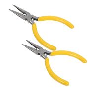 ORFOFE Alicates para Joyería 2 Piezas de Acero al Carbono Punta Fina y Dentada Mango Amarillo Ergonómico Herramienta Manual para Manualidades y Fabricación de Abalorios Precisión para