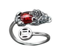 ORFOFE Anillo Abierto de Dedo Cristal Rojo Rubí, Joya de Moda para Mujer, Anillo de Gemas de Imitación para Decoración de Uñas, Accesorio Elegante para Ocasiones y Regalos