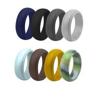 ORFOFE Anillos Deportivos de Silicona Transpirables para Hombre Combinación de 8 Colores Talla 8 Flexibles y Resistentes para Actividades al Aire Libre y Uso Diario