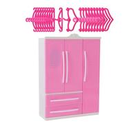 ORFOFE Armario para Muñecas de Abs con 21 Piezas Inicia Incluye 10 Mini Perchas en Forma de Barra y 10 en Forma de Corazón Armario de Tres Lados para Ropa de Muñecas Pequeña