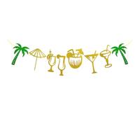 ORFOFE Banderines colgantes de fiesta hawaiana de papel glitter, 1 set con diseño brillante para en fiestas y eventos veraniegos