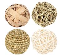 ORFOFE Bolas Masticables de Algas para Conejos y Hámsteres, Juego de 4 Unidades, Juguetes Rodantes Seguros para Roer, Pelota de Juguete para Animales Pequeños, Accesorios para Mascotas