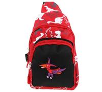 ORFOFE Bolsa de Pecho para Diseño de Dinosaurio Riñonera de Nylon Bolso Cruzado Infantil para Guardar Snacks y Llaves Color Rojo Cartoon