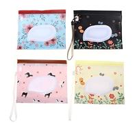 ORFOFE Bolsa Dispensadora de Toallitas Húmedas Reutilizable de Eva, Ventana y Tapa, Set de 4 Unidades Tamaño Compacto, Diseño Portátil para Ñiño y Viaje, Resistente y Recargable