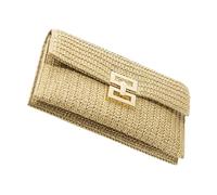 ORFOFE Bolso De Mano De Ratán Bolso De Mano De Tela Para Mujer Bolso Informal De A Mano Bolso Hippie Bolso Rústico De Mimbre De Ganchillo Fruncido Para Noche
