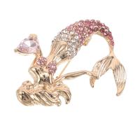 ORFOFE Broche de Sirena Cristales de Imitación para Mujer, Pin de Solapa Rosa, Bisutería Marina Elegante, Accesorio Versátil para Chal y Suéter, Obsequio de Joyería para Ocasiones