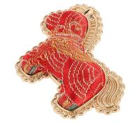 ORFOFE Broche Motivo Animal Caballo Hecho a Mano en Brocado Song Rojo Pequeño, Pin Suerte del Año Chino 2026 para Solapa, Accesorio Tradicional Chino y Amuleto Feng Shui