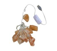 ORFOFE Cadena de Luces Decorativas de Lámpara de Sal Auténtica 10 Led, Carga Usb, Piedras Naturales para Decoración en Café y Ventanas
