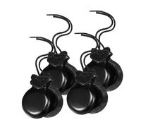 ORFOFE Castañuelas de Madera para Dedos 4 Piezas Negras, Instrumento de Percusión Pequeño para Flamenco y Aprendizaje Musical, Portátil y Ligero para Iniciación en Batería y Percusión