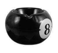 ORFOFE Cenicero de Cerámica Diseño de Billar Tamaño Mediano Color Negro Cenicero Decorativo para Escritorio y Hogar Adecuado para Bares y Entretenimiento Obsequio Original para