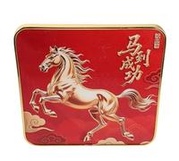 ORFOFE Centro de Mesa Decorativo de Madera 20x20 Cm Imagen de Caballo y Marco Dorado para Decoración de Año Chino Adorno de Mesa para Oficina y Hogar Estatuas de Caballos