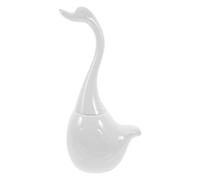 ORFOFE Cepillo de Inodoro Mango Largo y Soporte de Cerámica Forma de Cisne Accesorios de Baño de Cerámica para Limpieza en Baños y Hogar