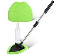 ORFOFE Cepillo Desempañador Extensible para Parabrisas Coche con Paños de Repuesto y Pulverizador 100 Ml Mango de Aleación Verde y Funda Limpia Cristales Interior y Exterior
