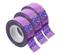 ORFOFE Cinta Adhesiva de Tela Brillo Láser Multiusos Resistente y Removible Color Rosa Púrpura 3 Rollos para Oficina Reparación y Sellado Superficies Flexibles como Alfombras y