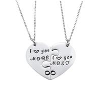 ORFOFE Collar Colgante de Corazón Puzzle, Cadena Ajustable de Acero Inoxidable, Diseño Grabado Personalizado para San Valentín y Regalos Románticos