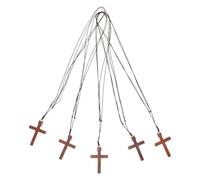 ORFOFE Collar de Cruz de Madera Natural Tallada a Mano, Colgante Religioso Unisex, 5 Piezas, Símbolo de Fe para Uso Diario y Eventos Religiosos