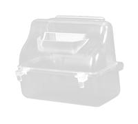 ORFOFE Comedero para Pájaros Antidesperdicio Transparente con Tapa y Perchero Caja Colgante Multifuncional para Jaulas Internas y Externas Accesorio para Alimentación de Loros y Aves