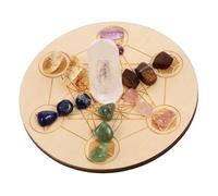 ORFOFE Conjunto de Cristales de Sanación Tablero de Madera para Meditación y Decoración, Piedra Natural Larga Durabilidad y Diseño Exquisito para Sala o Fiesta