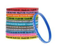 ORFOFE Correas de Muñeca para Estudiantes 12 Pulseras de Silicona Educativas Prácticas y Decorativas que Ayudan a Recordar Tablas de Multiplicar en Cumpleaños Escolares