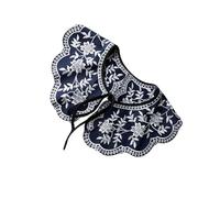 ORFOFE Cuello Falso Bordado Retro para Mujer, Chal Decorativo Azul, Collar Falso de Tela Mezclada Transpirable, Accesorio Ligero para Vestidos, Suéteres y Camisas