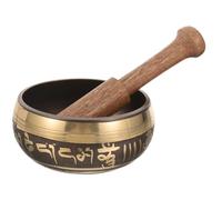 ORFOFE Cuenco Tibetano Decorativo para Meditación Mindfulness y Alivio del Estrés Varios estilos Zen de Cobre y Madera con Mazo de Madera Sonido Agradable y Relajante