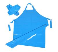 ORFOFE Delantal Tpu Resistente al Aceite Agua con Mangas Protectoras Tamaño Ajustable Azul 110X80 CM Set para Cocina Lavado de Platos y Trabajo Industrial