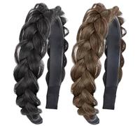 ORFOFE Diademas Trenzadas para Mujer 2piezas Diseño de Trenza Natural en Resina y Seda Alta Temperatura para Decoración y Uso Prolongado en Citas y Ocasiones