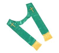 ORFOFE Estola Clerical Bordada Reversible de 53 Pulgadas con Cruz y Borlas, Chal de Pastor Verde para Bodas y Ceremonias Religiosas, Túnica Sacerdotal Cómoda y Duradera