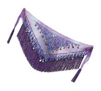 ORFOFE Falda de Danza del Vientre con Lentejuelas y Borlas Pañuelo de Cadera para Mujeres Cinturón Étnico para Baile Oriental para Actuaciones y Práctica de Danza