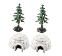 ORFOFE Figuras Mini Casa de Hielo y Árboles de Navidad Artificiales Decoración Plástica Resistente para Navideños y Adornos Estáticos