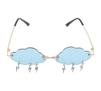 ORFOFE Gafas de Sol sin Montura Unisex Diseño Irregular en Forma de Nube y Rayo Montura Dorada C10 Lentes Verdes Degradadas para Fiesta Turismo y Actividades al Aire Libre