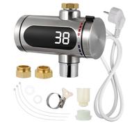ORFOFE Grifo con Calefacción Integrada de Acero Inoxidable Eléctrico Instantáneo y Pantalla Digital LED Calentador de Agua al Instante, 1 Set para Cocina y Taller