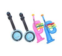 ORFOFE Instrumentos Musicales Inflables Juguetes para Niños 70 Cm PVC Duradero Accesorios De Fiesta Escénica Trompeta, Cuerno y Banjo Inflables para Cumpleaños y Celebraciones Pack 4 Unidades