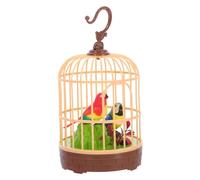 ORFOFE Jaula de Pájaros Pequeña Activada por Voz Pájaro Que Canta y Se Mueve, Juguete Electrónico de Inducción, Decoración Interactiva sin Batería, Diseño Realista Compacta