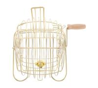 ORFOFE Jaula para Bingo metálica portátil pequeña con manivela Manual y Soporte Compacto, Equipo de Juego Infantil para lotería y Entretenimiento Familiar, Color Dorado