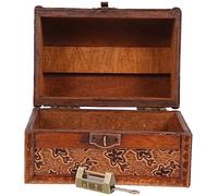 ORFOFE Joyero Organizador de Joyas de Madera Vintage con Cerradura, Caja Pequeña Negra con Estampado Floral, Contenedor Seguro para Accesorios y Artículos Diversos, Estuche Decorativo