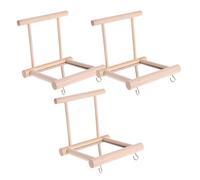 ORFOFE Juego de 3 Espejos para Jaula de Loro con Soporte de Madera Columpio Interactivo de 105 X 10 CM para Periquitos y Cacatúas Accesorio para Entretenimiento y Compañía en Jaulas