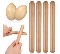 ORFOFE Juego de Instrumentos Musicales de Percusión, 4 Palillos Rítmicos y 4 Agitadores de Huevos de Madera Natural, Juguetes Educativos para Bebés, Coordinación Motriz