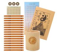 ORFOFE Juego de Varillas de Adivinación China con Cubo de Bambú 16 Palitos de Tres Líneas y Libro Guía Herramienta Tradicional para Feng Shui y Aprendizaje de I Ching Accesorio