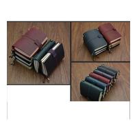 ORFOFE Libreta Clásica de Cuero Genuino de Vaca Tamaño Pasaporte, Color Oscuro, Bloc de Notas Diario Papel Rayado, Cuadriculado, Cuaderno de Escritura para Viajes y Oficina