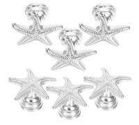 ORFOFE Manilla de Puerta de Aleación de Zinc Forma de Estrella de Mar Tiradores Modernos para Cajones y Pomos Decorativos para Armarios Paquete de 6 Piezas Plateadas Ideales para